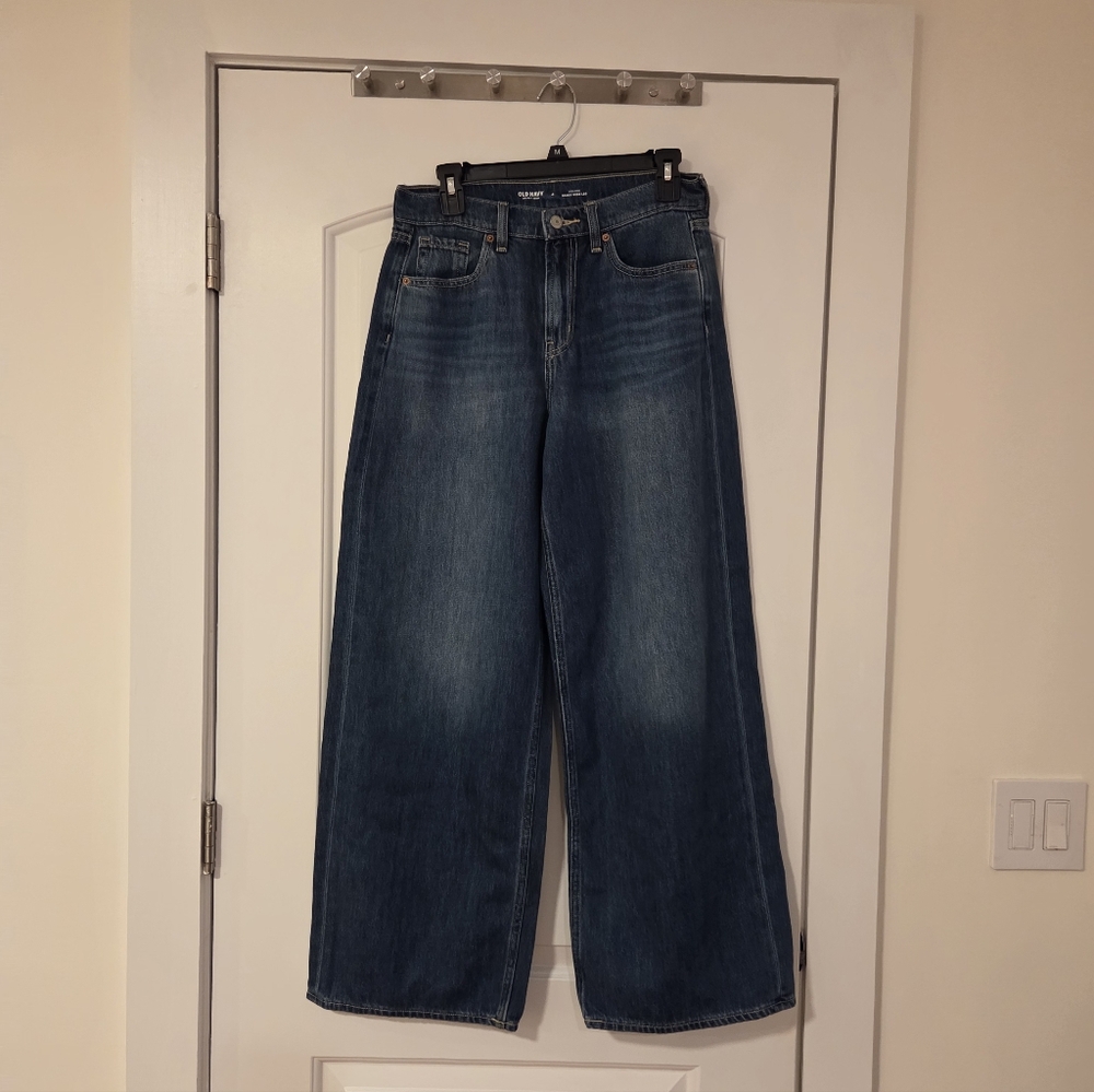NWOT Old Navy Baggy Wide Leg High-Rise Women's Jeans - Dark Blue Size 4